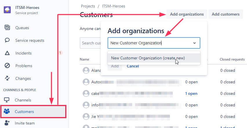 Add an Organization in Jira Service Management